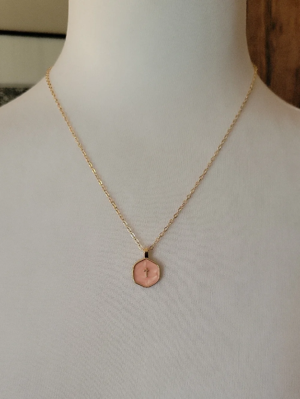 Pearly Enamel Christian Cross Pendant Necklace, Choice Of Color